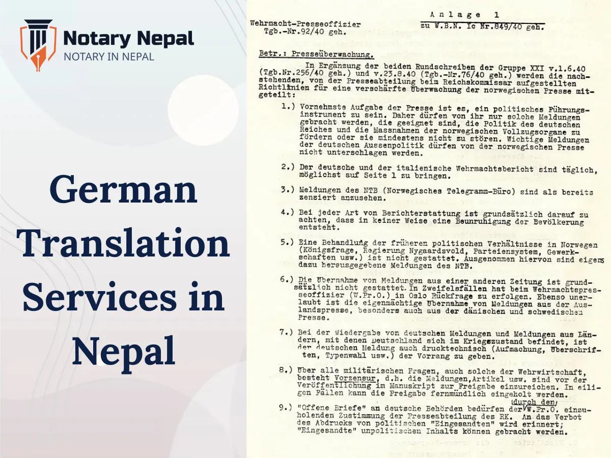 German Translation Services in Nepal – Certified, Verified, Embassy Approved