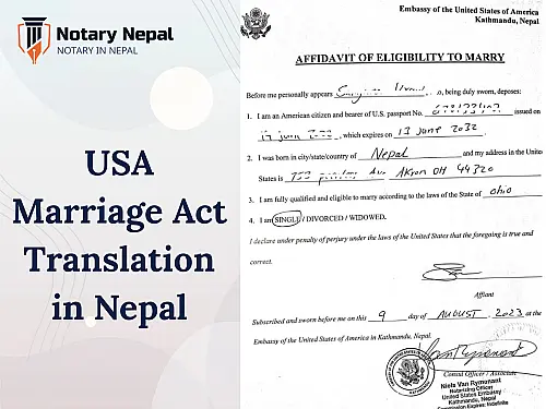 US Marriage Act Translation in Nepal for Court and Legal Use